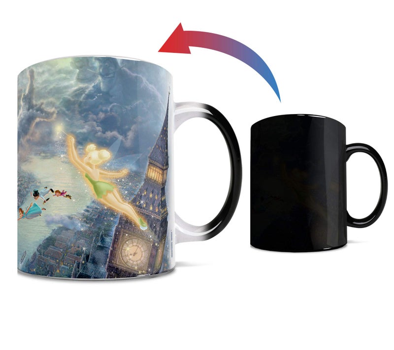 Morphing Mugs Disney - Peter Pan - Tinker Bell - Fly to Neverland - One 11 oz Color Changing Heat Sensitive Ceramic Mug â€“ Image Revealed When HOT Liquid Is Added! - Image 1
